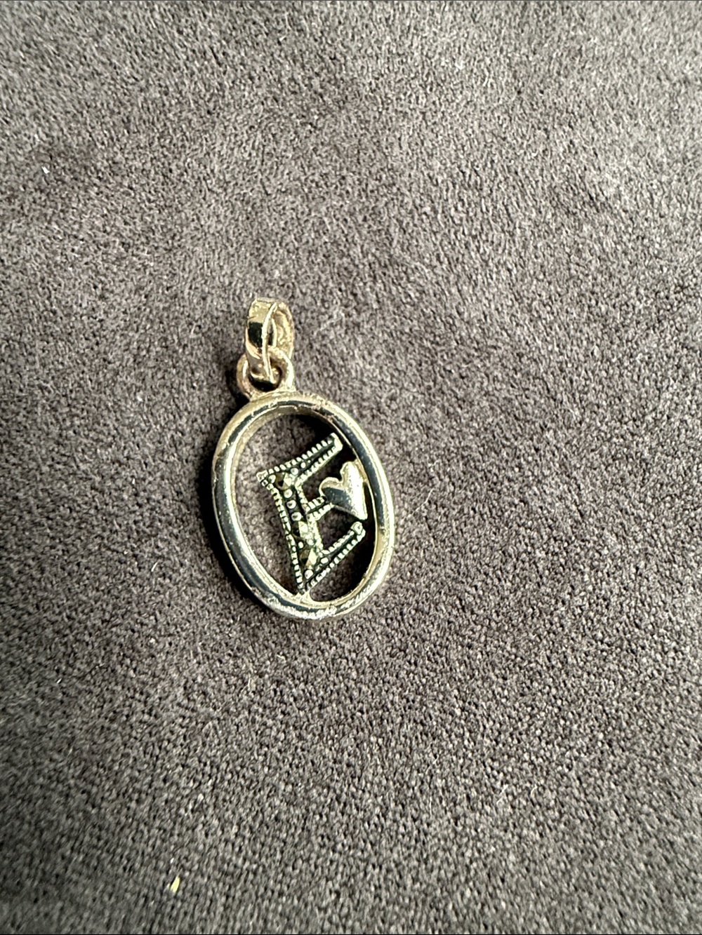 925 Silver Oval Initial 'E’ Pendant Necklace Charm